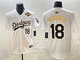 Men's Los Angeles Dodgers #18 Yoshinobu Yamamoto White Gold 2025 World Series Patch Limited Stitched Jersey,baseball caps,new era cap wholesale,wholesale hats