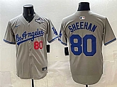 Men's Los Angeles Dodgers #80 Emmet Sheehan Grey 2025 World Series Patch Limited Stitched Jersey,baseball caps,new era cap wholesale,wholesale hats
