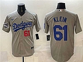 Men's Los Angeles Dodgers #61 Will Klein Gray 2025 World Series Champions Patch Cool Base Limited Stitched Jersey,baseball caps,new era cap wholesale,wholesale hats
