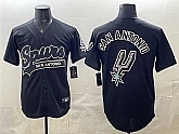Men's San Antonio Spurs Team Big Logo Black Stitched Baseball Jersey,baseball caps,new era cap wholesale,wholesale hats