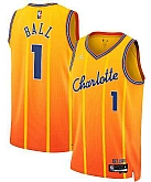 Men's Charlotte Hornets #1 LaMelo Ball Gold 2025-26 City Edition Swingman Stitched Jersey Dzhi,baseball caps,new era cap wholesale,wholesale hats