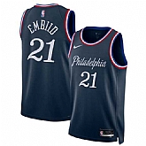 Men's Philadelphia 76ers #21 Joel Embiid Navy 2025-26 City Edition Swingman Stitched Jersey Dzhi,baseball caps,new era cap wholesale,wholesale hats