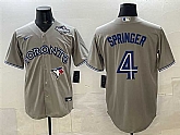 Men's Toronto Blue Jays #4 George Springer Gray 2025 World Series Cool Base Stitched Jersey,baseball caps,new era cap wholesale,wholesale hats