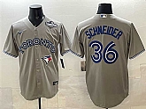 Men's Toronto Blue Jays #36 Davis Schneider Gray 2025 World Series Cool Base Stitched Jersey,baseball caps,new era cap wholesale,wholesale hats