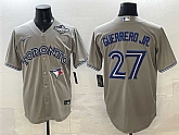 Men's Toronto Blue Jays #27 Vladimir Guerrero Jr. Gray 2025 World Series Cool Base Stitched Jersey,baseball caps,new era cap wholesale,wholesale hats