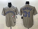 Men's Toronto Blue Jays #31 Max Scherzer Gray 2025 World Series Cool Base Stitched Jersey,baseball caps,new era cap wholesale,wholesale hats