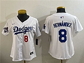 Women's Los Angeles Dodgers #8 Enrique Hernandez White 2025 World Series Champions Home Limited Stitched Jersey,baseball caps,new era cap wholesale,wholesale hats