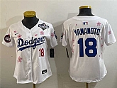 Women's Los Angeles Dodgers #18 Yoshinobu Yamamoto White 2025 World Series Patch Tokyo Series Limited Stitched Jersey,baseball caps,new era cap wholesale,wholesale hats