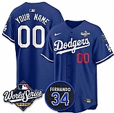 Men's Los Angeles Dodgers Active Player Custom Royal 2025 World Series With No.34 Patch Limited Stitched Baseball Jersey,baseball caps,new era cap wholesale,wholesale hats
