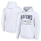 Men's Baltimore Ravens White Throwback Logo Pullover Hoodie,baseball caps,new era cap wholesale,wholesale hats