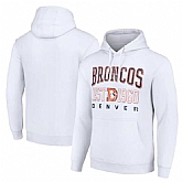 Men's Denver Broncos White Throwback Logo Pullover Hoodie,baseball caps,new era cap wholesale,wholesale hats