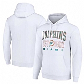 Men's Miami Dolphins White Throwback Logo Pullover Hoodie,baseball caps,new era cap wholesale,wholesale hats