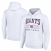 Men's New York Giants White Throwback Logo Pullover Hoodie,baseball caps,new era cap wholesale,wholesale hats