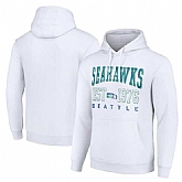 Men's Seattle Seahawks White Throwback Logo Pullover Hoodie,baseball caps,new era cap wholesale,wholesale hats