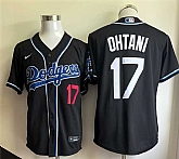 Men's Los Angeles Dodgers #17 Shohei Ohtani Black Cool Base Stitched Jersey,baseball caps,new era cap wholesale,wholesale hats