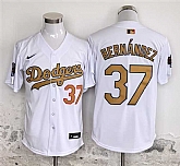 Men's Los Angeles Dodgers #37 Teoscar Hernandez White Gold 2025 Cool Base Stitched Jersey,baseball caps,new era cap wholesale,wholesale hats