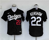 Men's Los Angeles Dodgers #22 Clayton Kershaw Black Cool Base Stitched Jersey,baseball caps,new era cap wholesale,wholesale hats