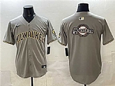 Men's Milwaukee Brewers Team Big Logo Gray Home Limited Stitched Jersey,baseball caps,new era cap wholesale,wholesale hats