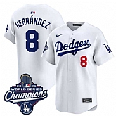 Men's Los Angeles Dodgers #8 Enrique Hernandez White 2025 Champions Stitched Jersey,baseball caps,new era cap wholesale,wholesale hats