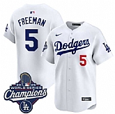 Men's Los Angeles Dodgers #5 Freddie Freeman White 2025 Champions Stitched Jersey,baseball caps,new era cap wholesale,wholesale hats