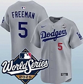 Men's Los Angeles Dodgers #5 Freddie Freeman Gray 2025 World Series Limited Stitched Jersey,baseball caps,new era cap wholesale,wholesale hats
