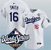 Men's Los Angeles Dodgers #16 Will Smith White 2025 World Series Home Limited Stitched Jersey,baseball caps,new era cap wholesale,wholesale hats