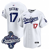 Men's Los Angeles Dodgers #17 Shohei Ohtani White 2025 Champions Stitched Jersey,baseball caps,new era cap wholesale,wholesale hats
