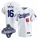 Men's Los Angeles Dodgers #16 Will Smith White 2025 Champions Stitched Jersey,baseball caps,new era cap wholesale,wholesale hats
