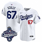 Men's Los Angeles Dodgers #67 Vin Scully White 2025 Champions Stitched Jersey,baseball caps,new era cap wholesale,wholesale hats