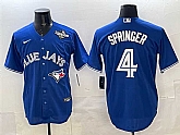 Men's Toronto Blue Jays #4 George Springer Navy 2025 World Series Home Cool Base Stitched Jersey,baseball caps,new era cap wholesale,wholesale hats