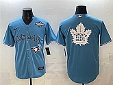 Men's Toronto Blue Jays & Leafs Blue 2025 World Series With White Leafs Logo Cool Base Stitched Jersey,baseball caps,new era cap wholesale,wholesale hats