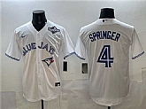 Men's Toronto Blue Jays #4 George Springer White 2025 World Series Home Cool Base Stitched Jersey,baseball caps,new era cap wholesale,wholesale hats