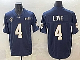 Men's Notre Dame Fighting Irish #4 Jeremiyah Love Navy F.U.S.E. 2025 CFP Final Patch Limited Stitched Football Jersey,baseball caps,new era cap wholesale,wholesale hats