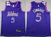 Men's Minnesota Timberwolves #5 Anthony Edwards Purple Sponsor Swingman Jersey,baseball caps,new era cap wholesale,wholesale hats