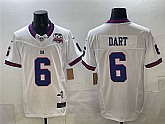 Men's New York Giants #6 Jaxson Dart White 2025 Draft F.U.S.E. 100th Season & State Patch Vapor Limited Stitched Jersey,baseball caps,new era cap wholesale,wholesale hats