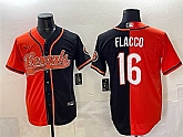 Men's Cincinnati Bengals #16 Joe Flacco Orange Black Split With Patch Cool Base Stitched Baseball Jersey,baseball caps,new era cap wholesale,wholesale hats