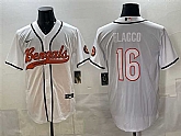 Men's Cincinnati Bengals #16 Joe Flacco White With Patch Cool Base Stitched Baseball Jersey,baseball caps,new era cap wholesale,wholesale hats