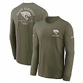 Men's Jacksonville Jaguars Olive 2025 Salute to Service Sideline Long Sleeve T-Shirt,baseball caps,new era cap wholesale,wholesale hats