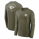 Men's Kansas City Chiefs Olive 2025 Salute to Service Sideline Long Sleeve T-Shirt,baseball caps,new era cap wholesale,wholesale hats