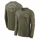 Men's Los Angeles Chargers Olive 2025 Salute to Service Sideline Long Sleeve T-Shirt,baseball caps,new era cap wholesale,wholesale hats