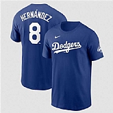 Men's Los Angeles Dodgers #8 Enrique Hernandez Royal 2025 World Series Champions Name & Number T-Shirt,baseball caps,new era cap wholesale,wholesale hats