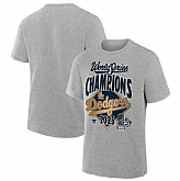 Men's Los Angeles Dodgers Gray 2025 World Series Champions Locker Room T-Shirt,baseball caps,new era cap wholesale,wholesale hats