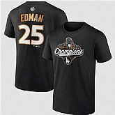 Men's Los Angeles Dodgers #25 Tommy Edman Black 2025 World Series Champions Name & Number T-Shirt,baseball caps,new era cap wholesale,wholesale hats