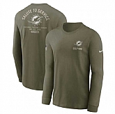 Men's Miami Dolphins Olive 2025 Salute to Service Sideline Long Sleeve T-Shirt,baseball caps,new era cap wholesale,wholesale hats