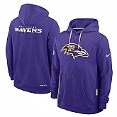 Men's Baltimore Ravens Purple Sideline Standard Issue Initial Home Dri-FIT Pullover Hoodie,baseball caps,new era cap wholesale,wholesale hats