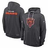 Men's Chicago Bears Anthracite Sideline Standard Issue Initial Home Dri-FIT Pullover Hoodie,baseball caps,new era cap wholesale,wholesale hats