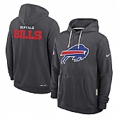Men's Buffalo Bills Anthracite Sideline Standard Issue Initial Home Dri-FIT Pullover Hoodie,baseball caps,new era cap wholesale,wholesale hats