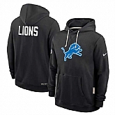 Men's Detroit Lions Black Sideline Standard Issue Initial Home Dri-FIT Pullover Hoodie,baseball caps,new era cap wholesale,wholesale hats