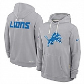 Men's Detroit Lions Gray Sideline Standard Issue Initial Home Dri-FIT Pullover Hoodie,baseball caps,new era cap wholesale,wholesale hats