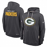Men's Green Bay Packers Anthracite Sideline Standard Issue Initial Home Dri-FIT Pullover Hoodie,baseball caps,new era cap wholesale,wholesale hats